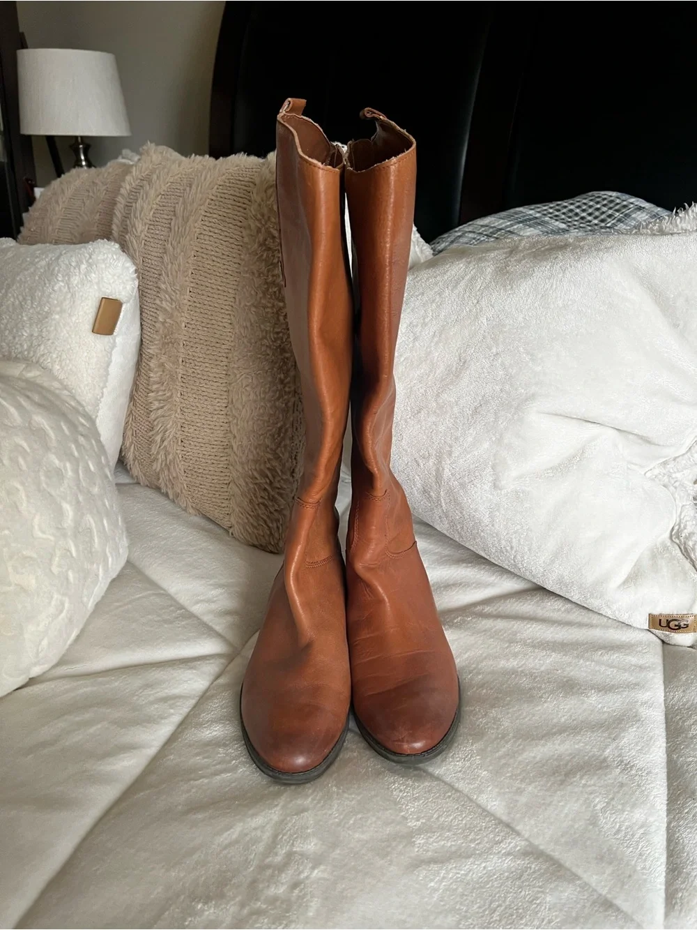 Sam Edelman Tall Leather Riding Boots in Cognac Brown